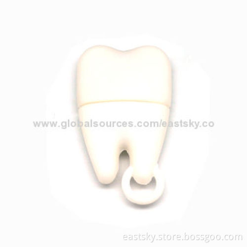 Custom Tooth Shape USB flash drive, made of soft PVC material, OEM orders welcome